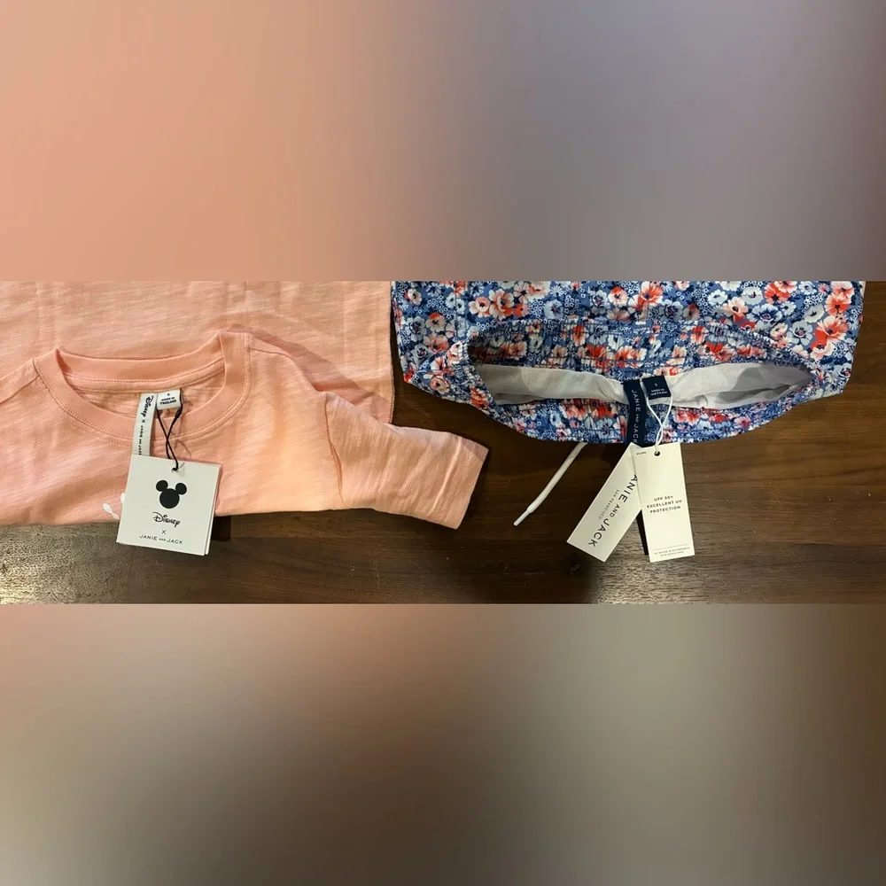 NWT- Janie and Jack Mickey T-Shirt and Floral Shorts Set - Picture 5 of 6
